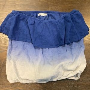 Strapless linen top Blue Hombre